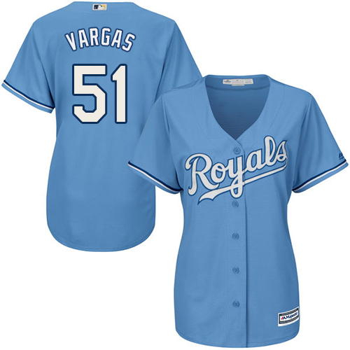 Royals #51 Jason Vargas Light Blue Alternate Women's Stitched MLB Jersey